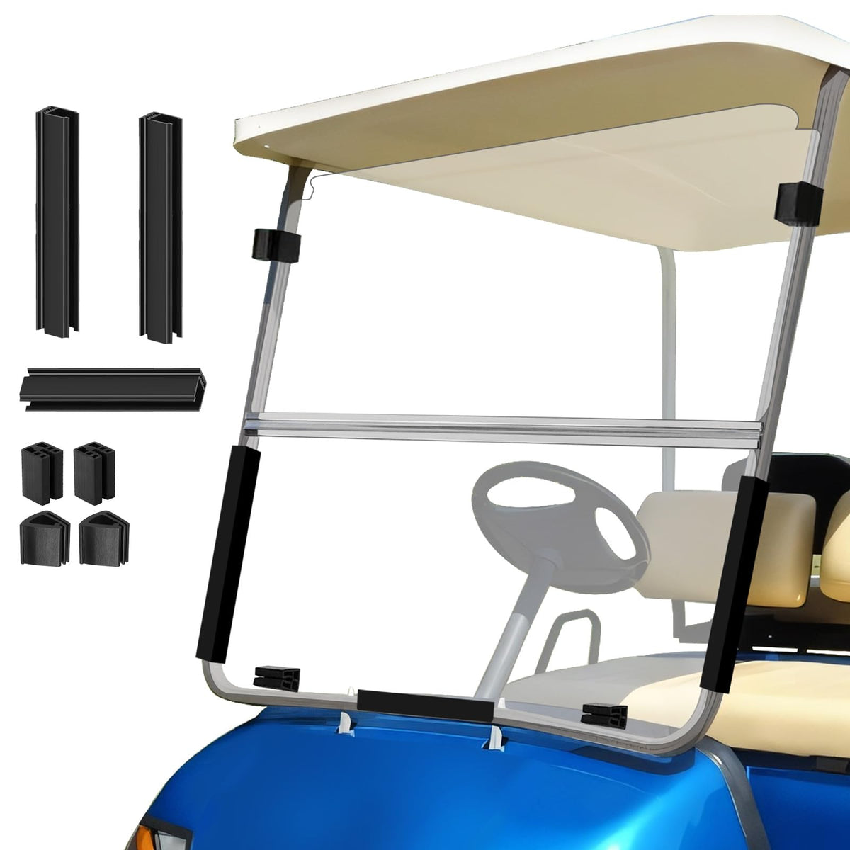 RIZINKART Yamaha windshield foldable 5mm for a durable, clear view on the cart