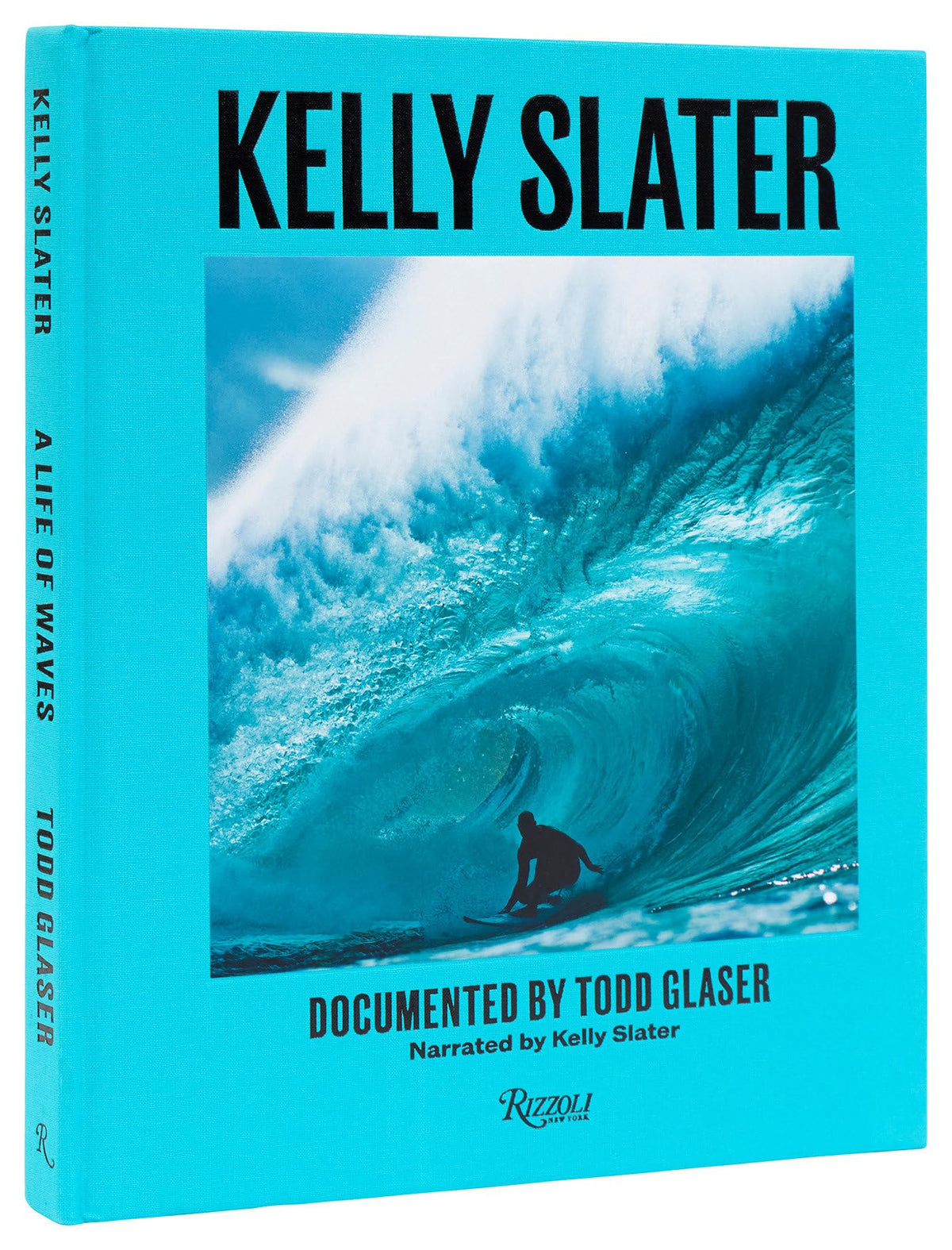Rizzoli Kelly Slater: A Life of Waves cover, ideal for surf art lovers and inspiring wall decor.