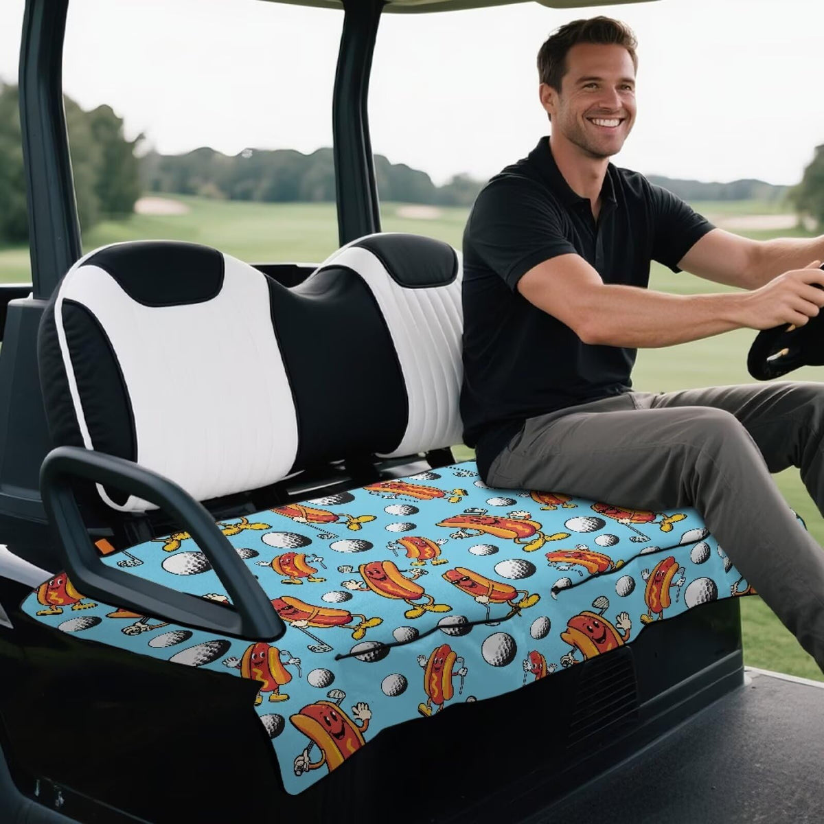Rnyleeg easy install with handrail holes on the golf cart seat cover
