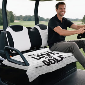 Rnyleeg seat cover illustrating easy installation with two handrail holes.