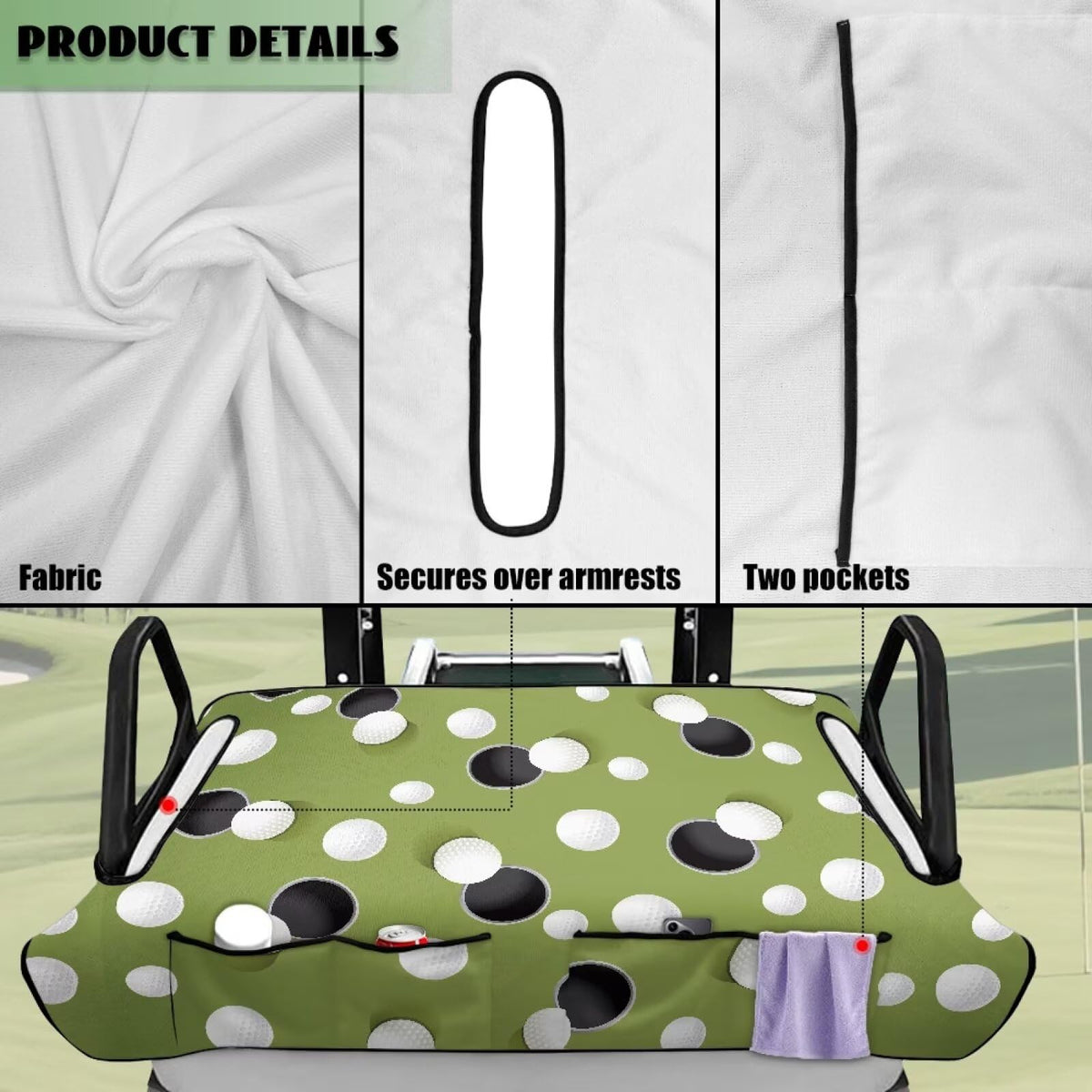 Rnyleeg front pockets storage on seat cover for accessories