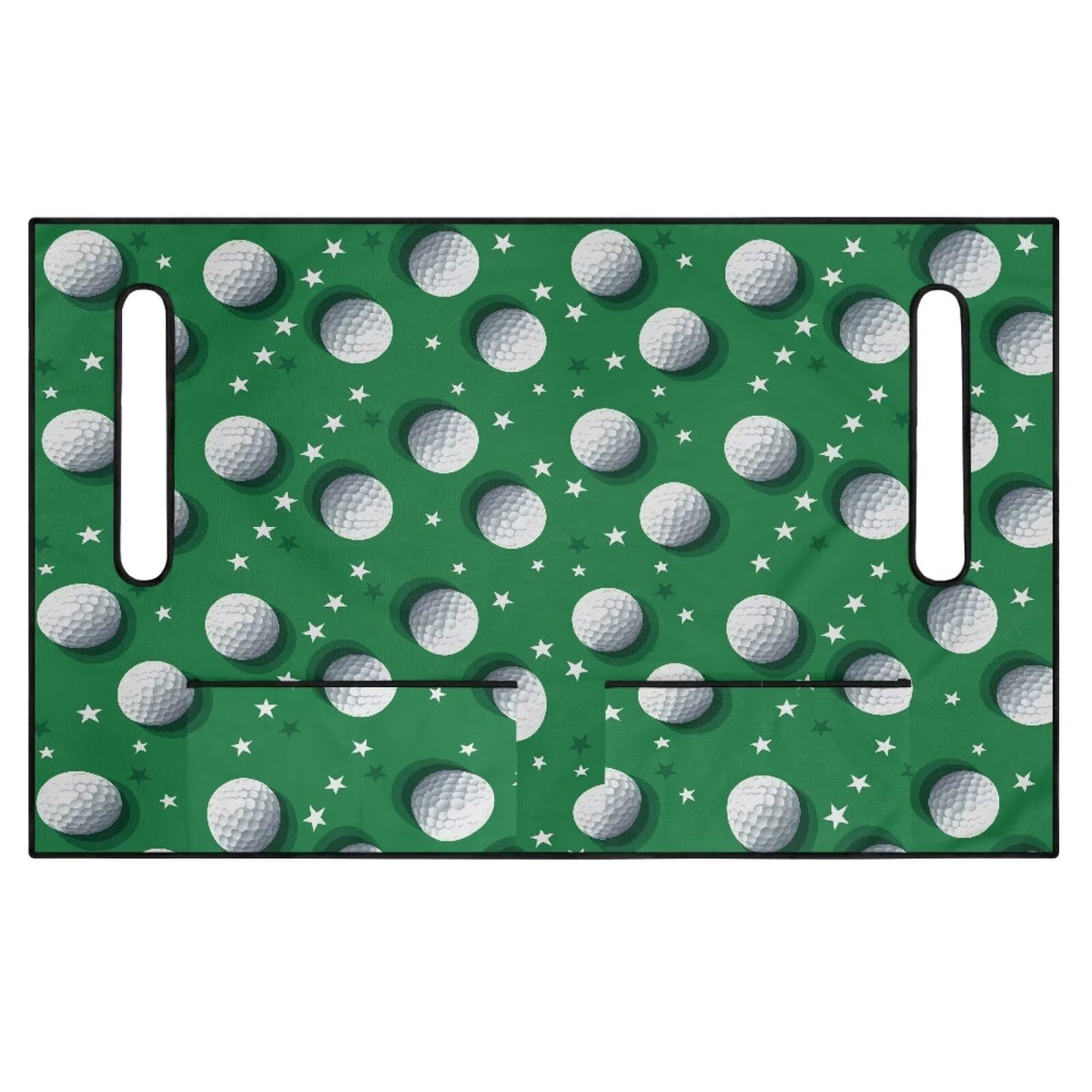 Rnyleeg golf cart seat cover with green golf ball print protects seats from dirt and wear.