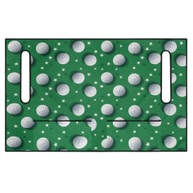 Rnyleeg golf cart seat cover with green golf ball print protects seats from dirt and wear.