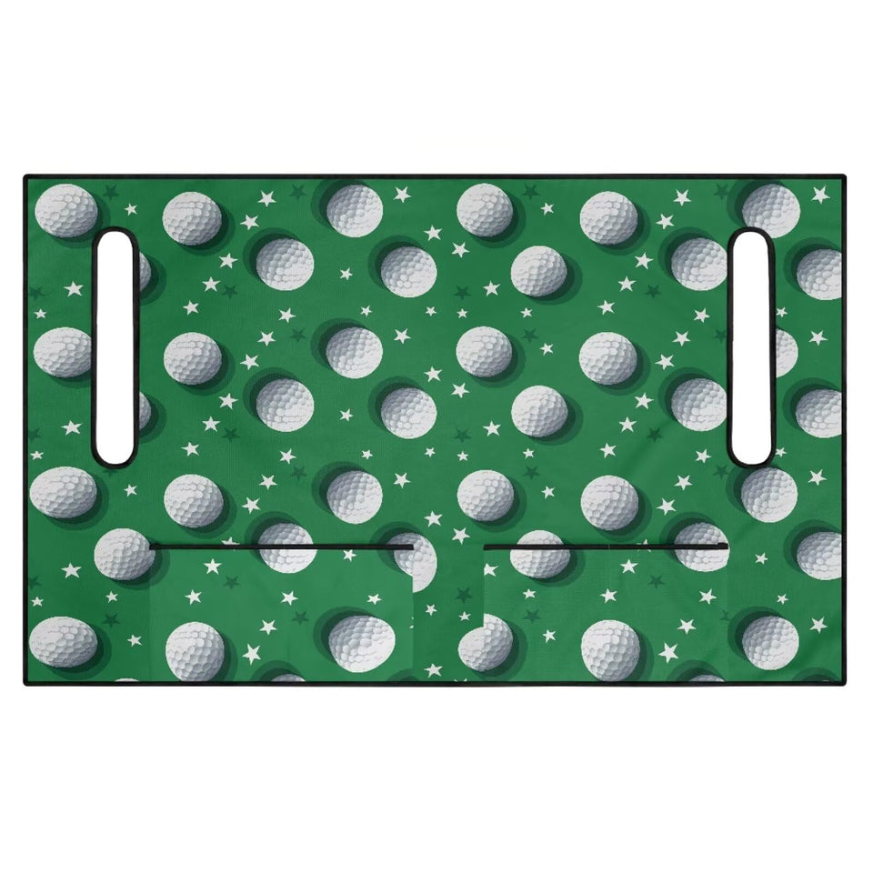 Rnyleeg golf cart seat cover with green golf ball print protects seats from dirt and wear.