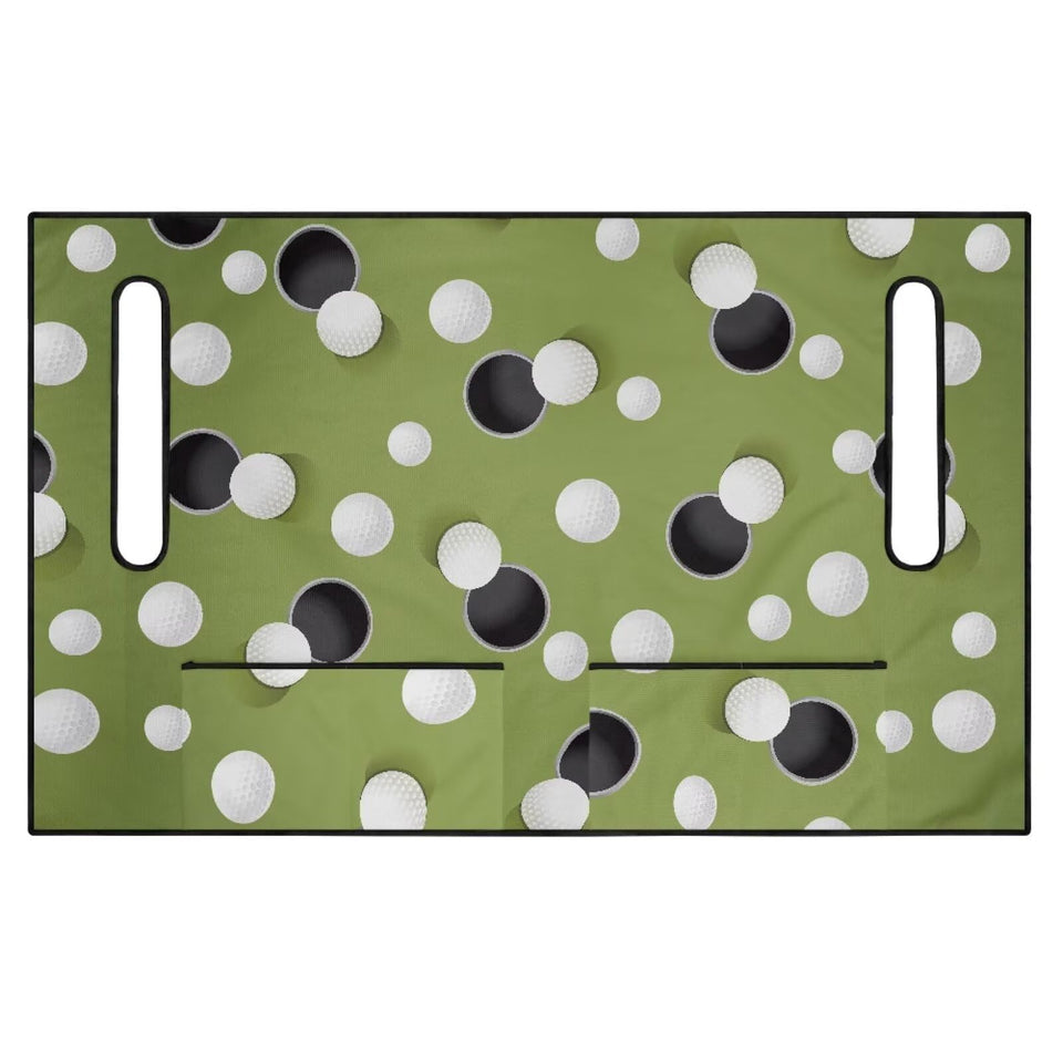 Rnyleeg green golf ball print seat cover on cart front view for universal fit and style