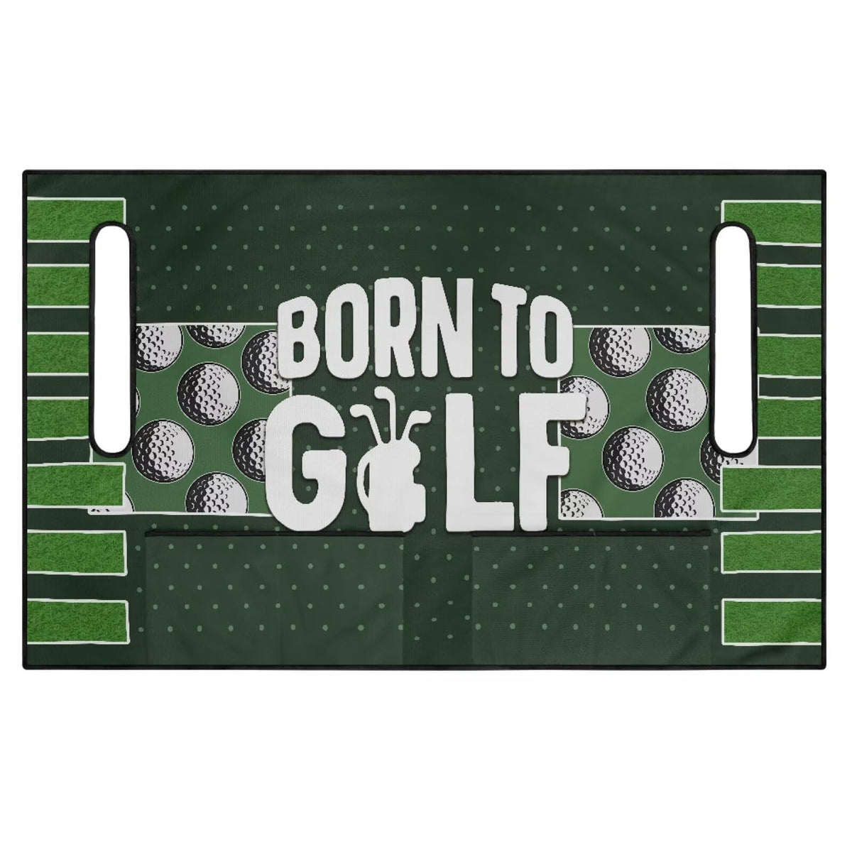 Rnyleeg green golf cart seat cover with pockets for quick-access accessories.