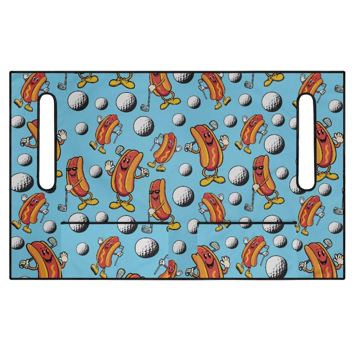 Rnyleeg hot dog golf cart seat cover in blue with four front pockets for gear on the go