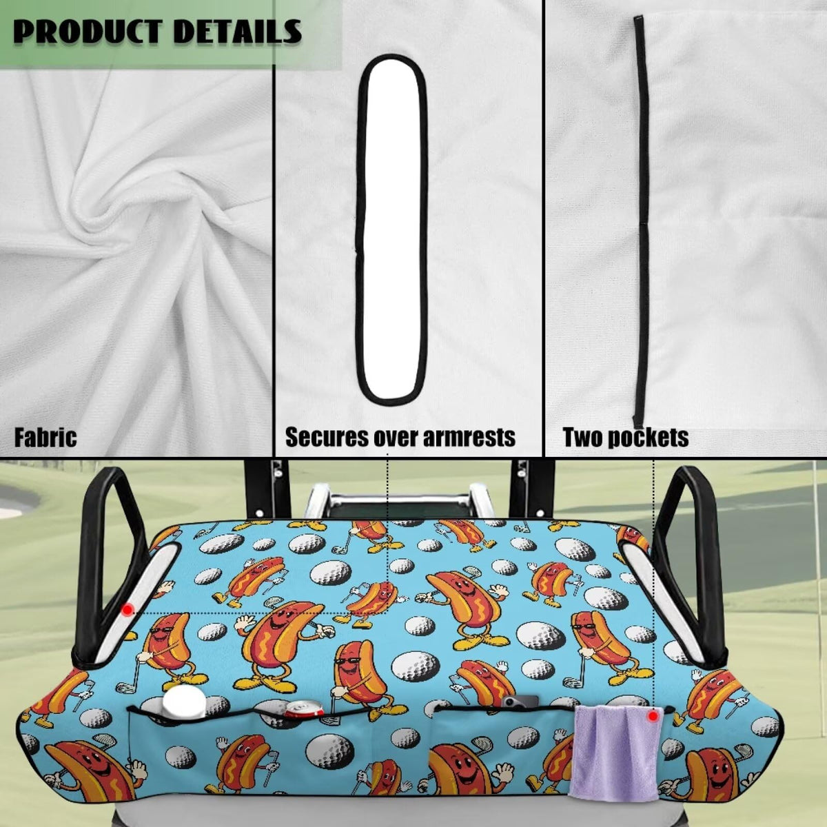 Rnyleeg lightweight summer comfort seat cover for golf carts