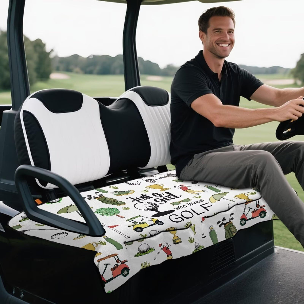 Rnyleeg universal-fit seat cover designed for most 2-seater carts.