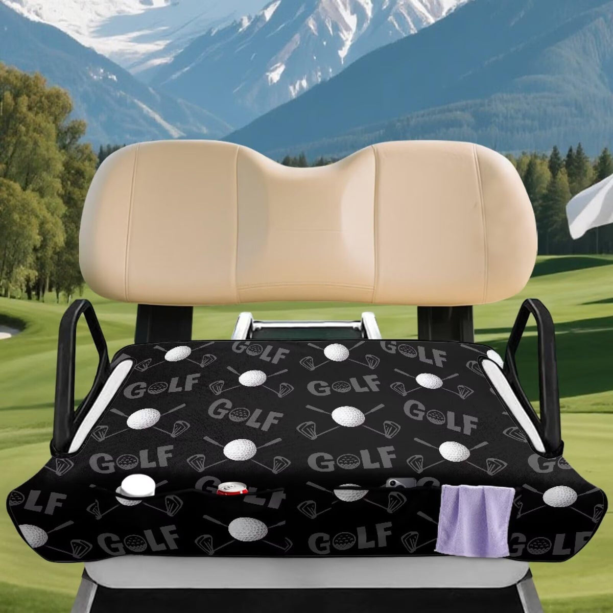 Rnyleeg universal golf cart seat cover in soft fabric for summer comfort