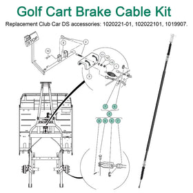 RO6G Club Car DS brake cable passenger side for reliable braking.