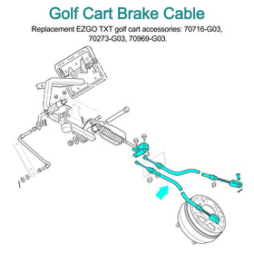 RO6G EZGO brake cable driver-side detail demonstrates sturdy build for reliable braking