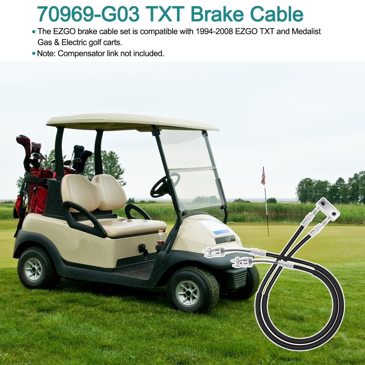 RO6G EZGO brake cable passenger-side view emphasizes safety through robust design