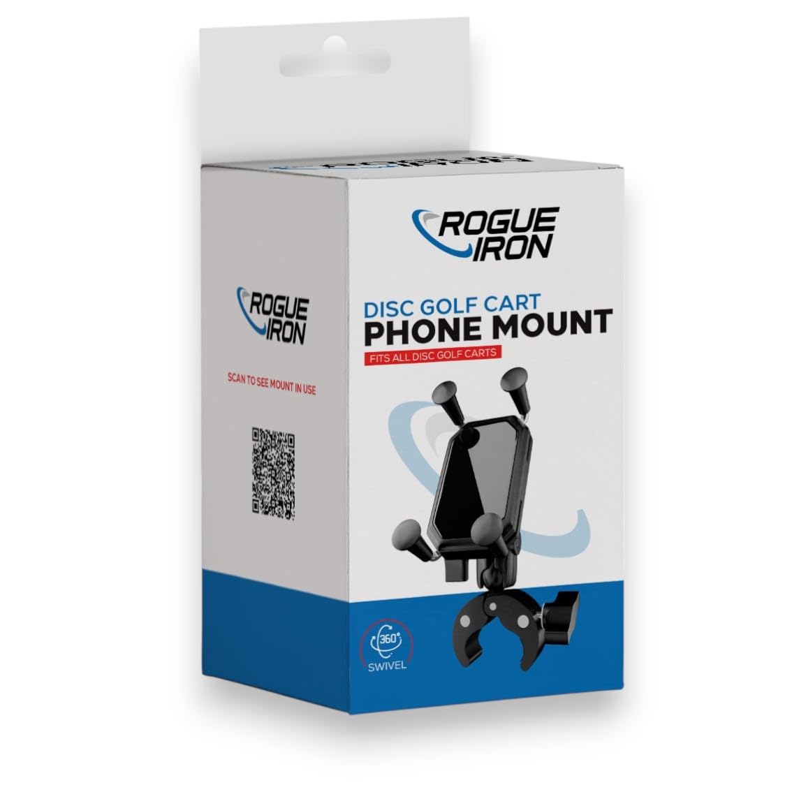 Rogue Iron Disc Golf Cart Phone Mount side view for quick cart setup