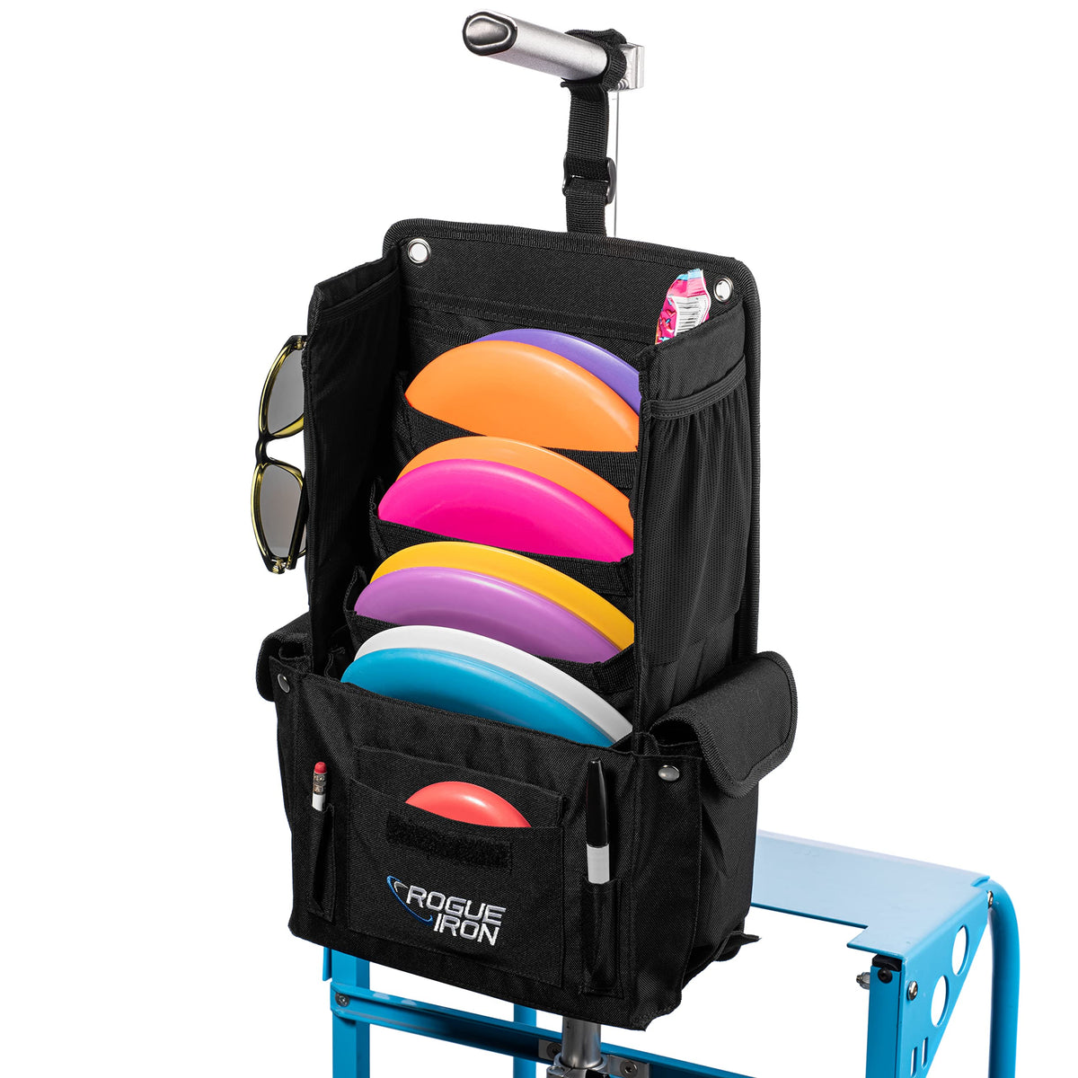 Rogue Iron Putter Pouch stores phone, snacks, range finder and more.