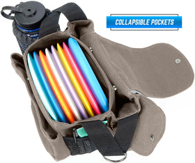 Large bottle pocket fits 32oz bottle with flexible bungee for smaller bottles