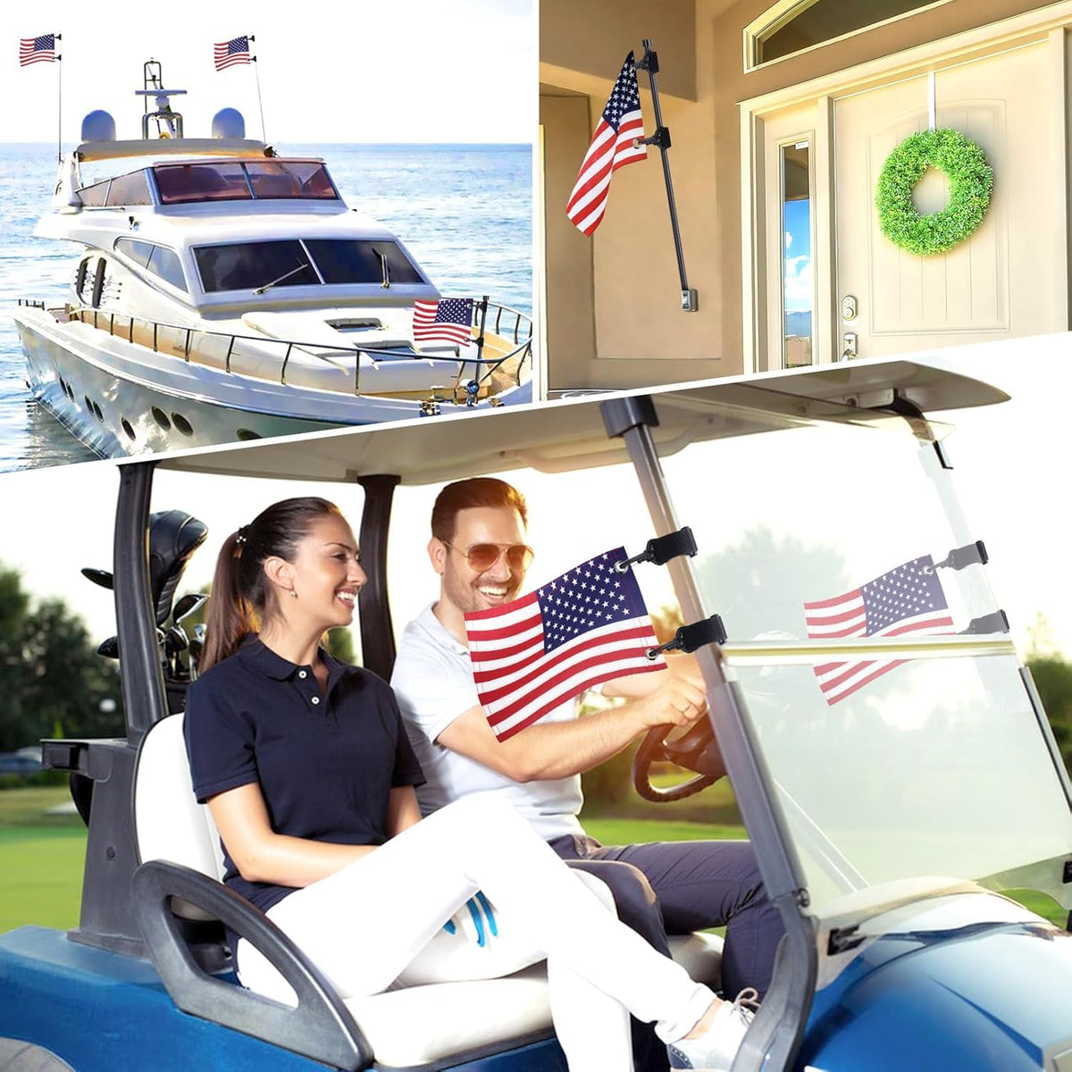 Rolitwils flag displayed on a golf cart for versatile use