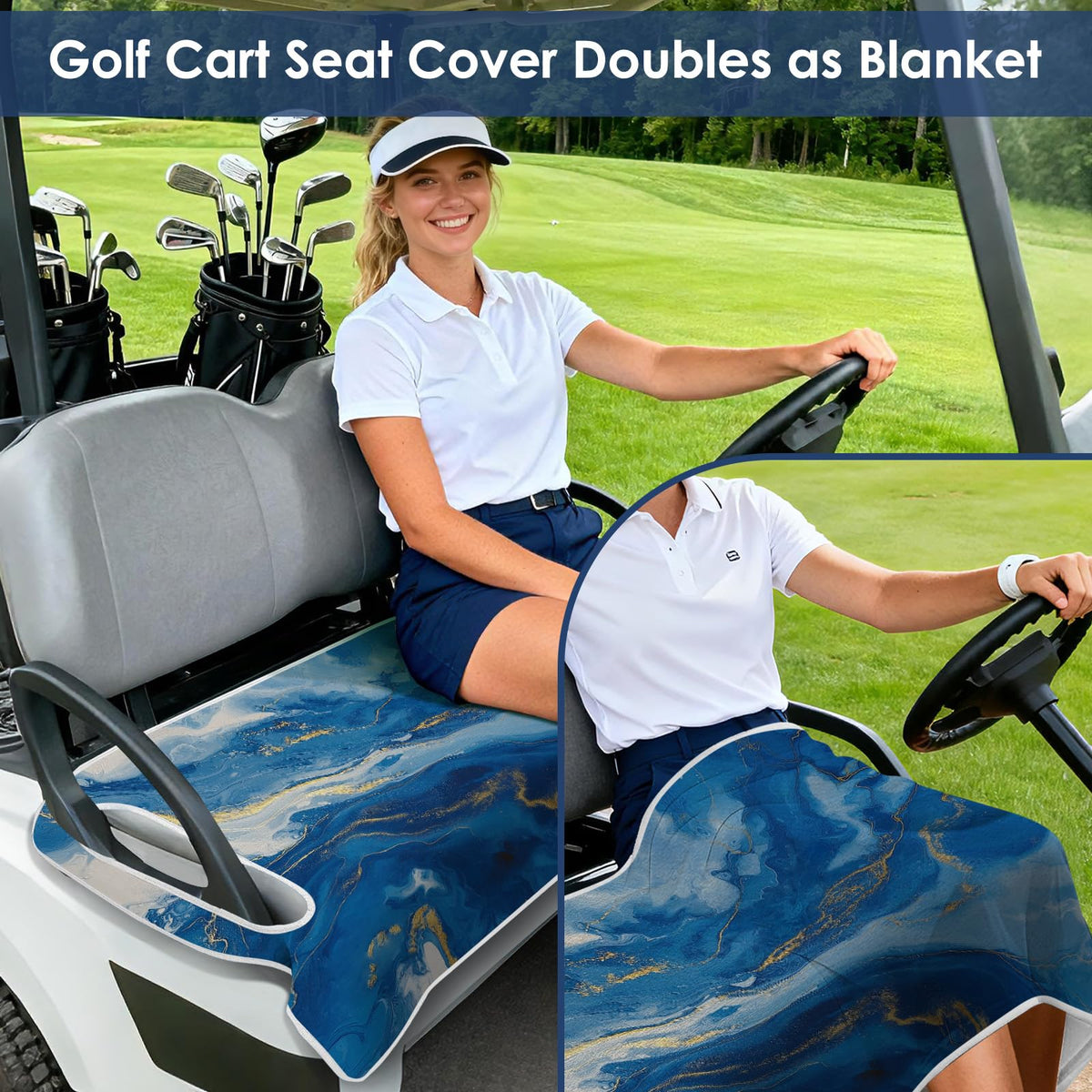 Roneenz blue watercolor seat cover all-weather protection for year-round use.