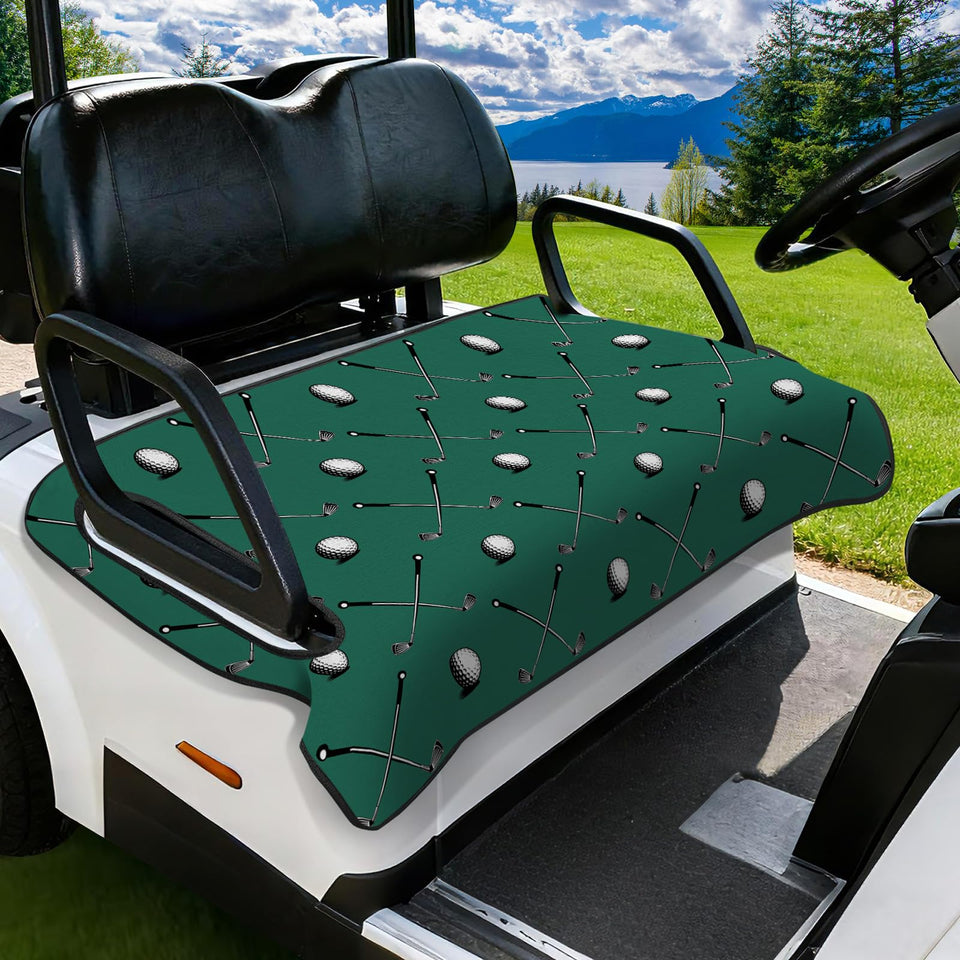 Roneenz golf cart seat cover in blue watercolor protects benches and enhances style.