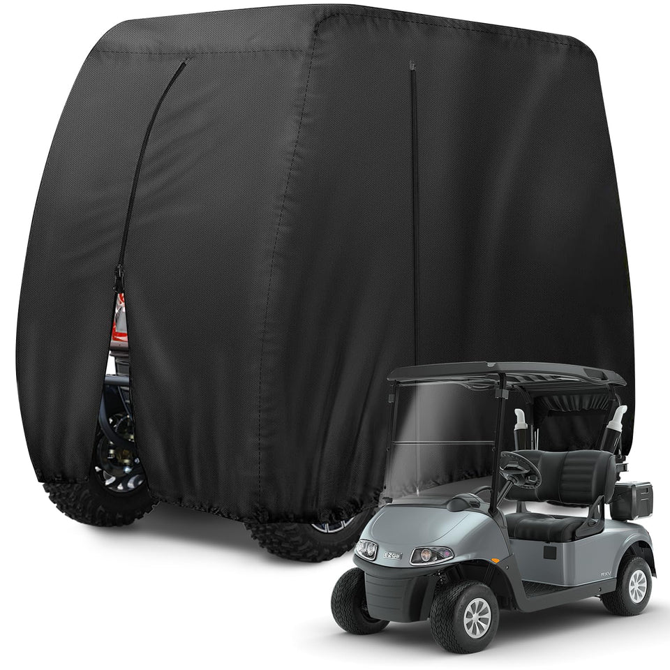 rorweinooye golf cart cover front view protects Yamaha, EZGO, Club Car from sun and rain
