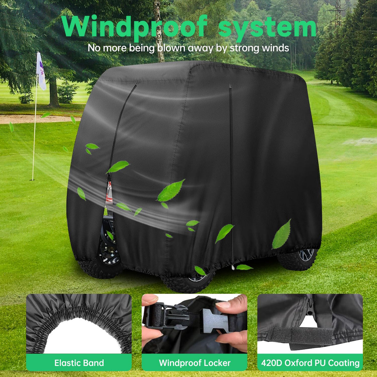 rorweinooye golf cart cover PVC coating boosts rain protection