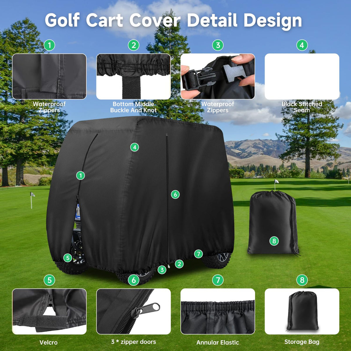rorweinooye golf cart cover rear doors enable easy access for storage