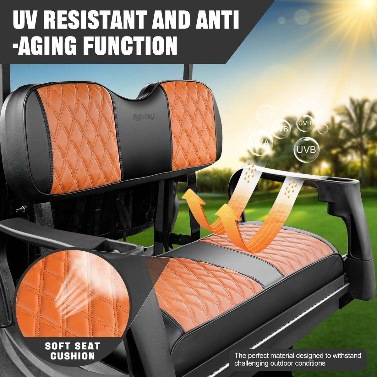 Rosefray backrest cover highlights refined stitching and color blends.