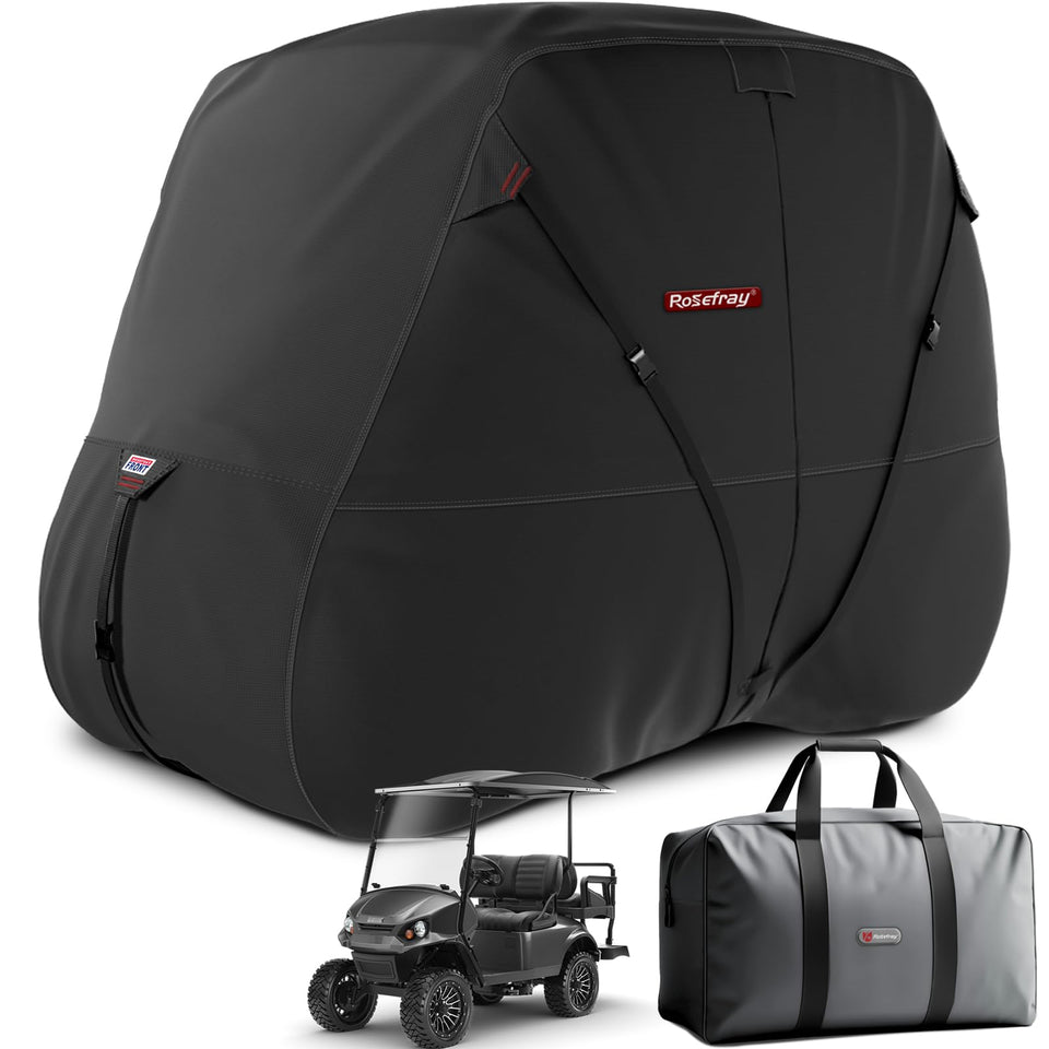 Rosefray golf cart cover with 360° windproof design protects against gusts