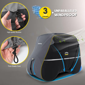 Rosefray golf cart cover 360windproof system demonstrates secure fit on windy days.