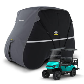 Rosefray golf cart cover front view with durable universal fit for major brands.