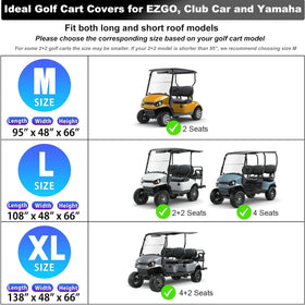 Rosefray golf cart cover blocks sun and rain effectively.