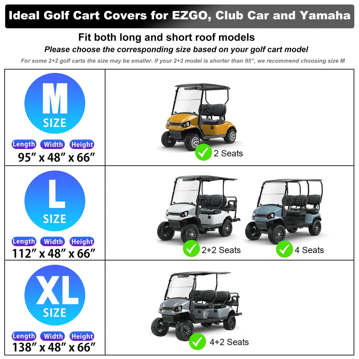 Rosefray modern design adds premium style to your golf cart