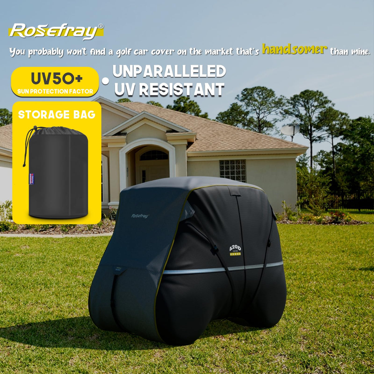 Rosefray golf cart cover universal fit LXL suits 4-6 passenger carts.