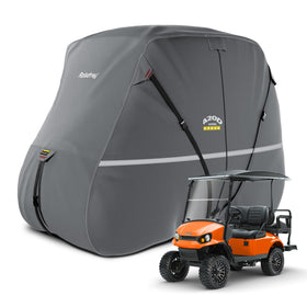 Rosefray golf cart cover with waterproof 420D fabric protects from rain and sun.
