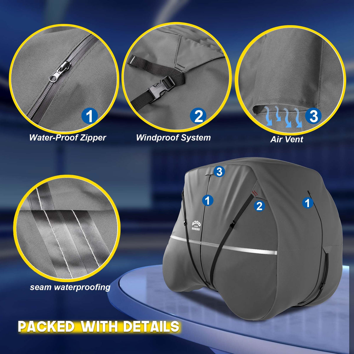 Rosefray weatherproof zippers seal out rain and dust for easy use.