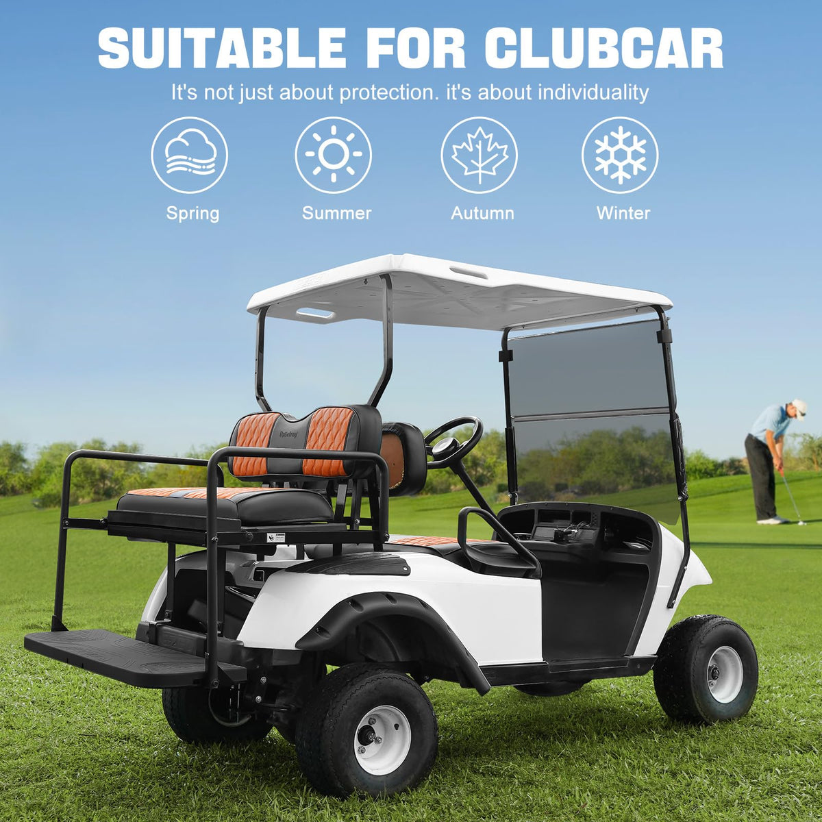 Rosefray easy-install straps simplify replacement on a golf cart.