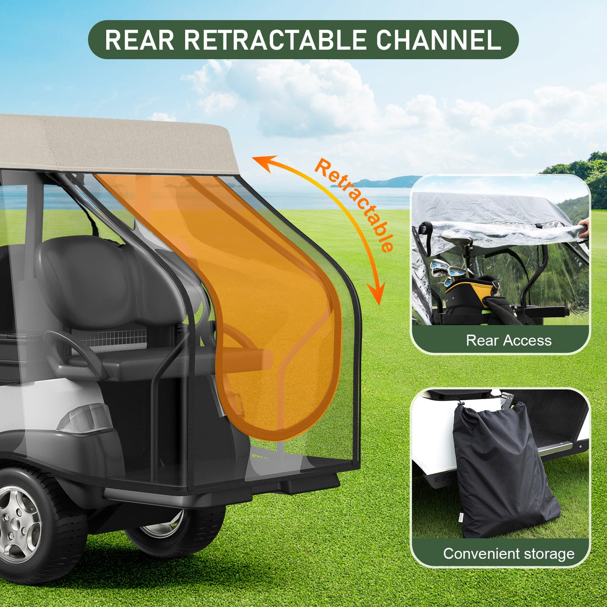 Rosefray four-sided clear windows provide 360-degree visibility for safe driving.