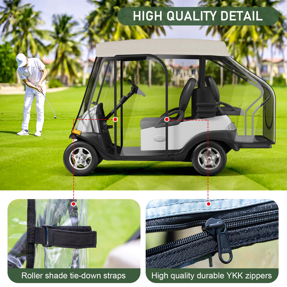 Rosefray 58-inch short-roof cover delivers easy, drivable rain protection.