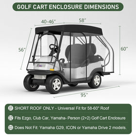 Rosefray 58-inch short roof enclosure protects passengers from sun and rain.