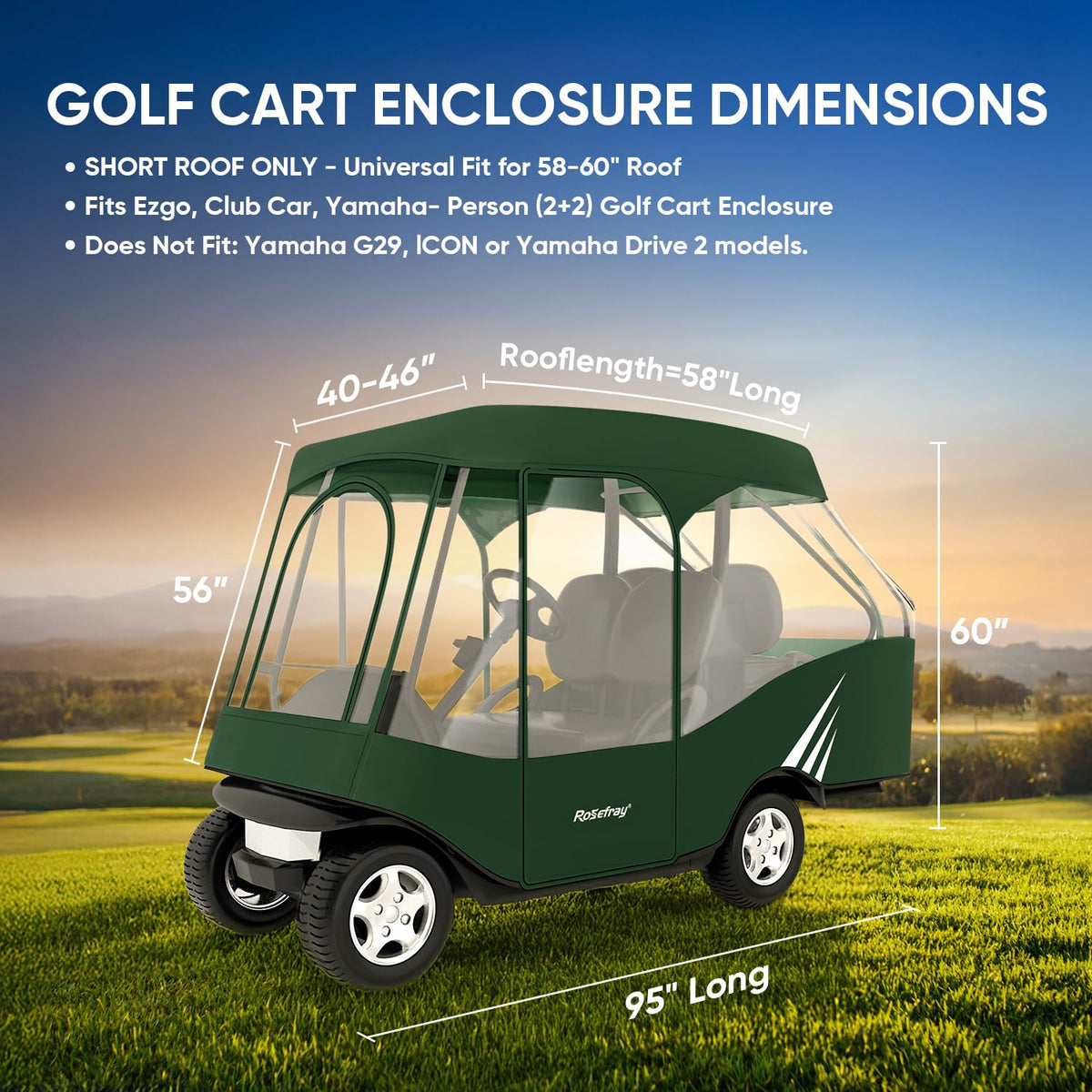 Rosefray enclosure clear PVC windshield maintains visibility in wet weather