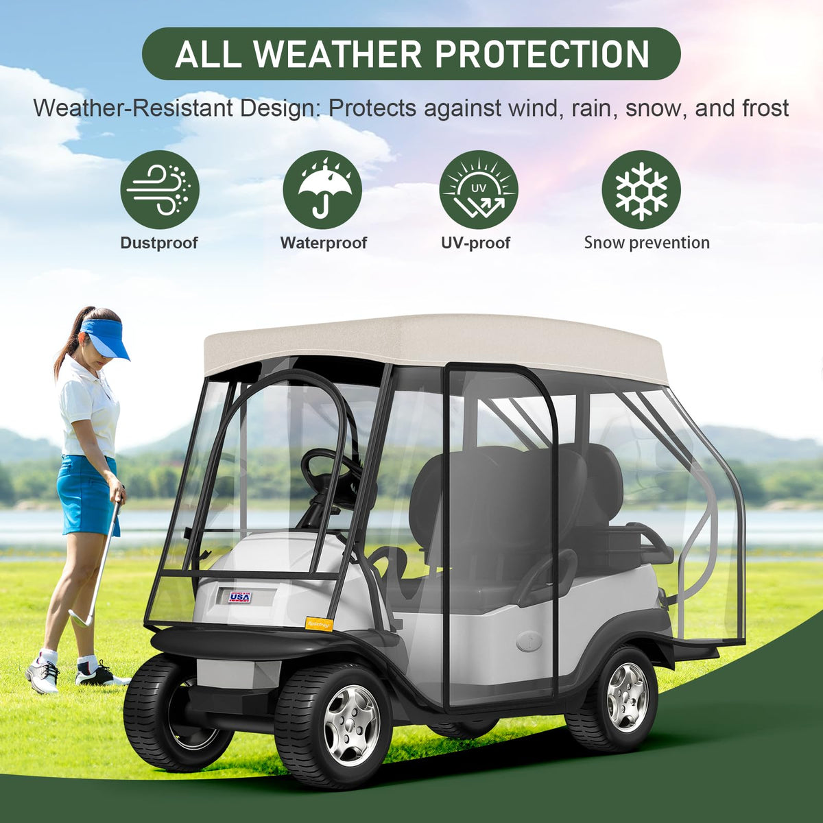Rosefray easy installation with adjustable hooks and Velcro for most 58-inch carts.