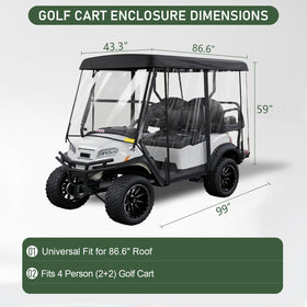 Rosefray golf cart enclosure rear view showing full coverage and durability