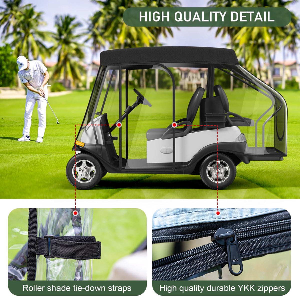 Rosefray golf cart enclosure side zip-door for easy access