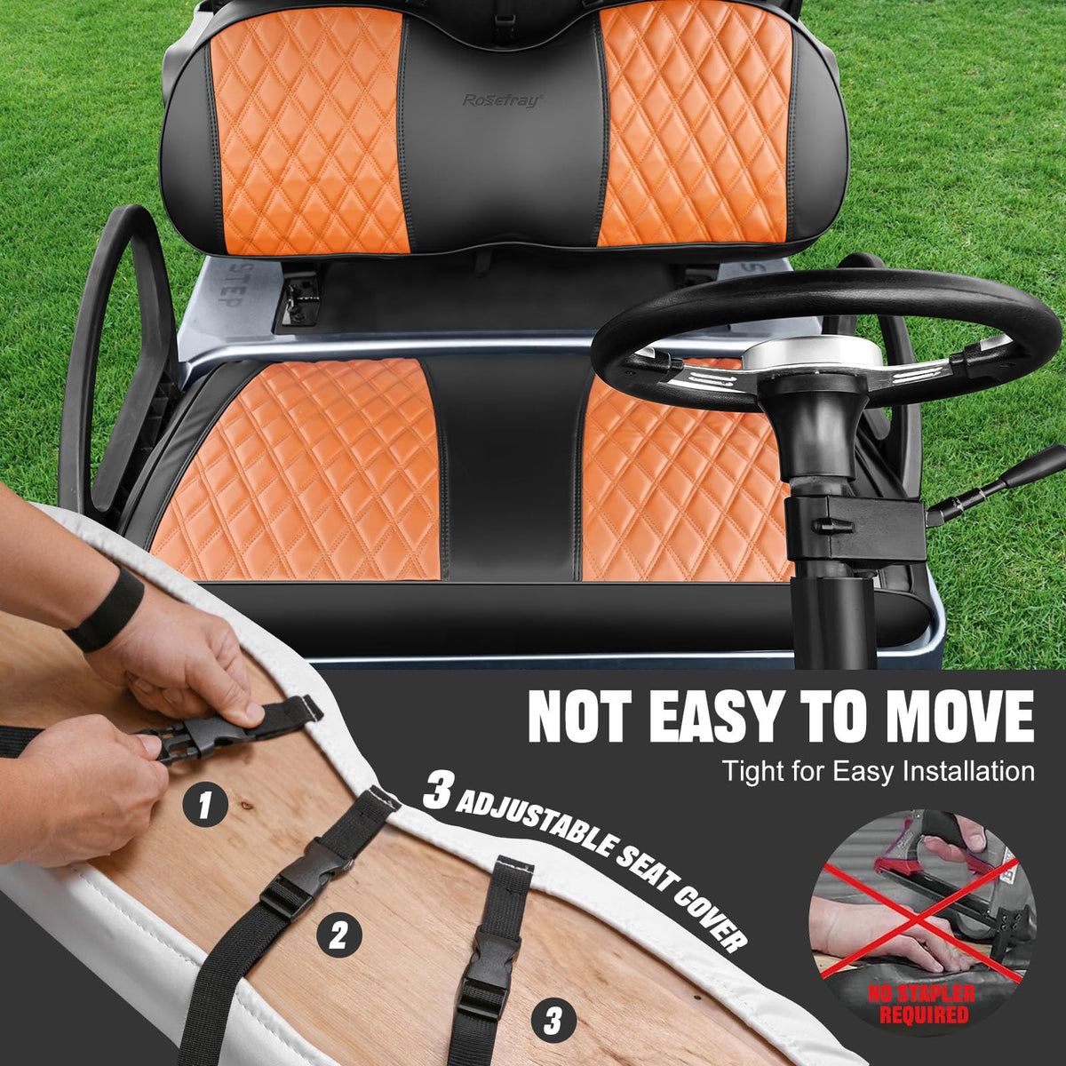 Rosefray backrest cover with premium look for Club Car Precedent, quick refresh.