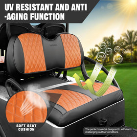 Rosefray leather diamond seat cover in brown-black for a durable, stylish cart interior.