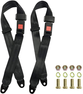 ROSSROLLA golf cart seat belt kit front view showing universal fit and quick install.