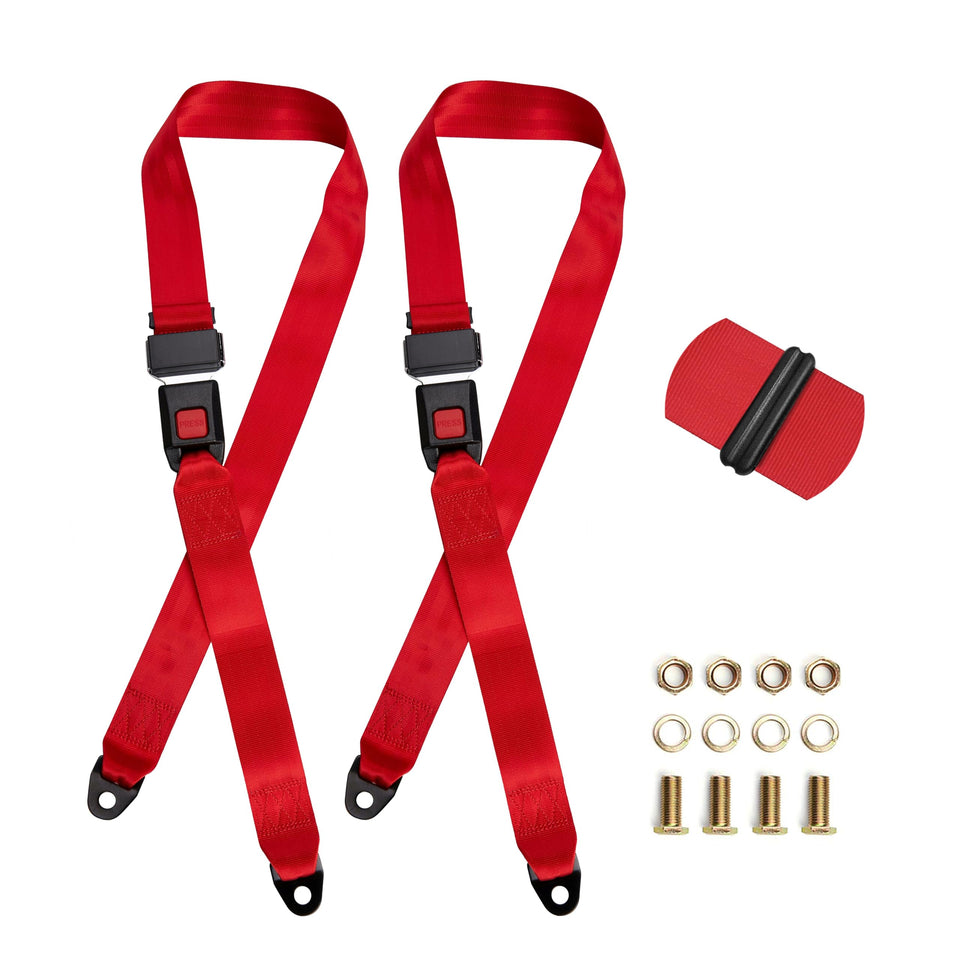 ROSSROLLA red seat belt kit on front seat for golf cart with adjustable fit