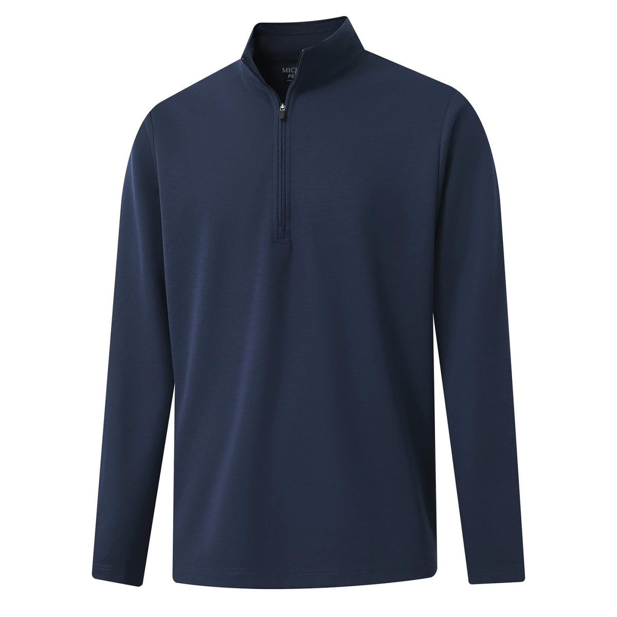 Rouen mens quarter zip pullover close-up on dry-fit fabric for all-day comfort