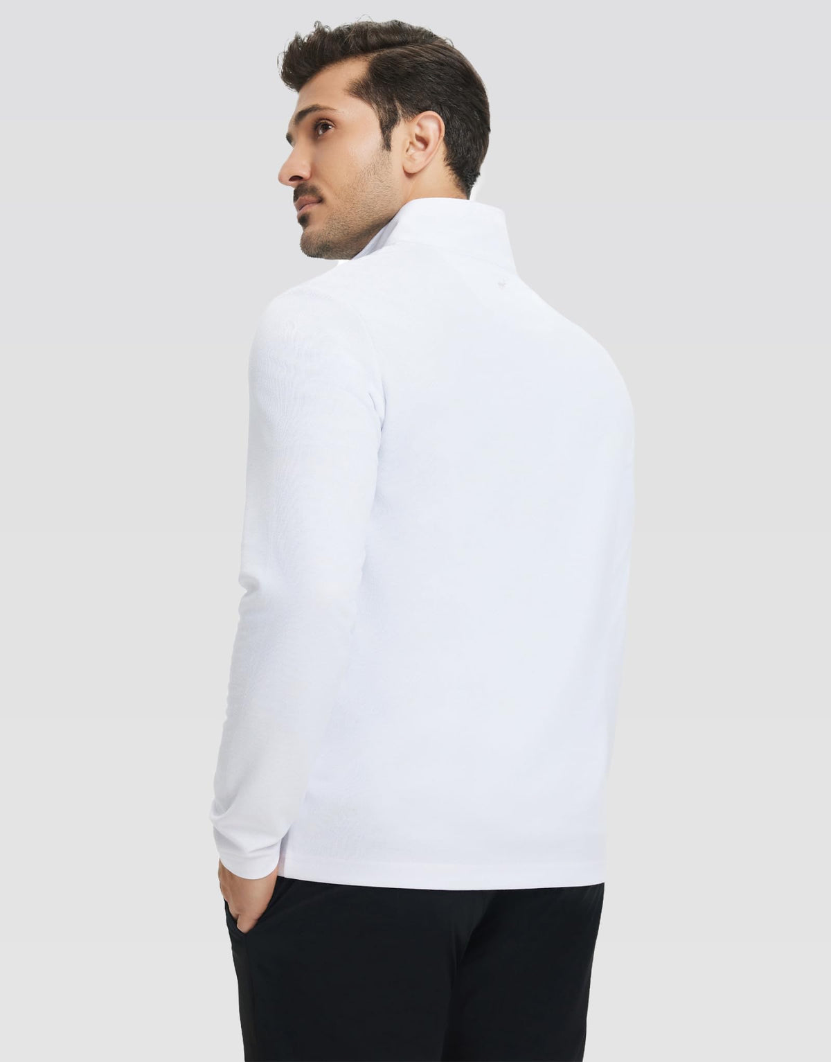 Rouen mens quarter zip pullover fabric-detail close-up of soft dry-fit knit