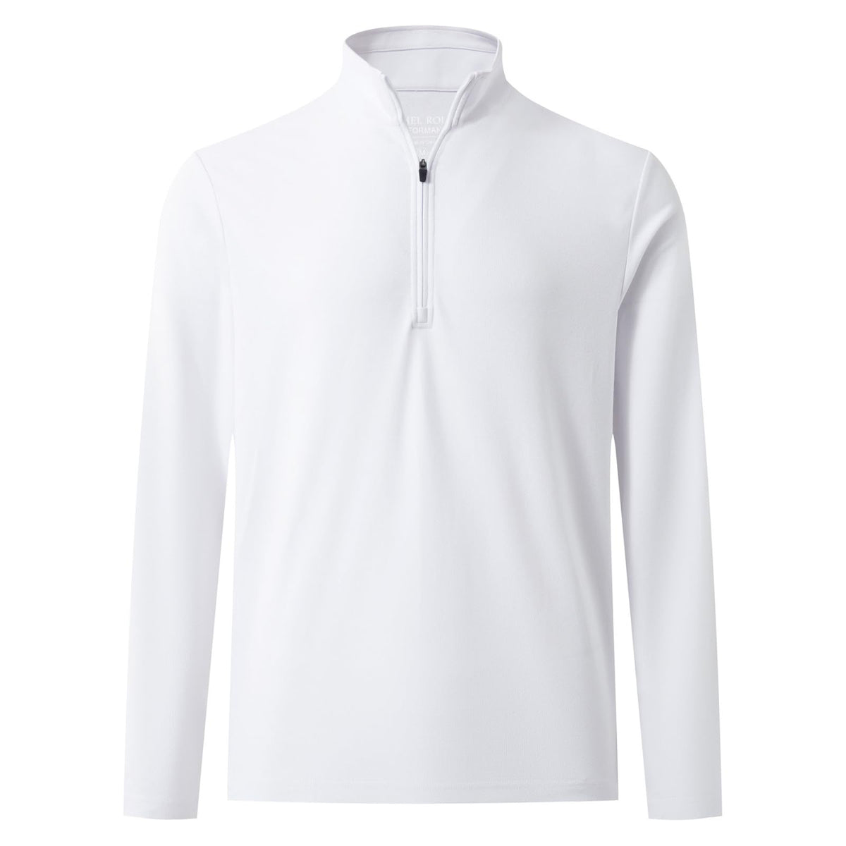 Rouen mens quarter zip pullover front view showing golf-inspired silhouette and comfort